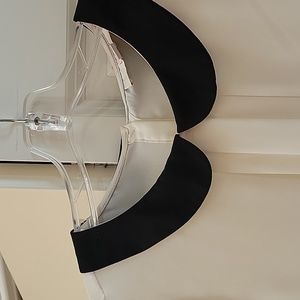 LOFT Cream Blouse with Black Collar